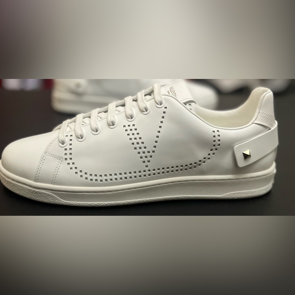 Valentino White Perforated V-Logo Sneakers - Picture 5 of 14